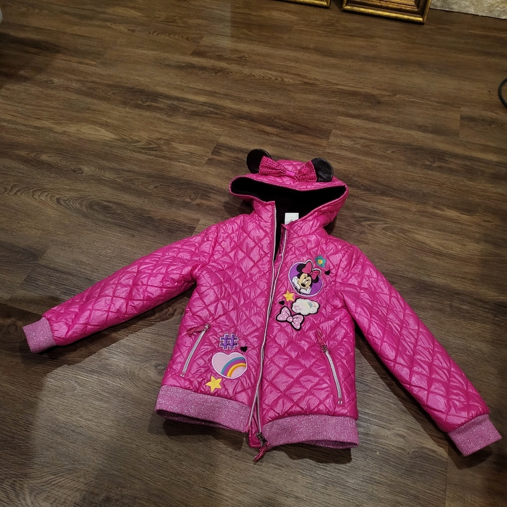 .Minnie mouse puff coat, 7/8 size, hot pink